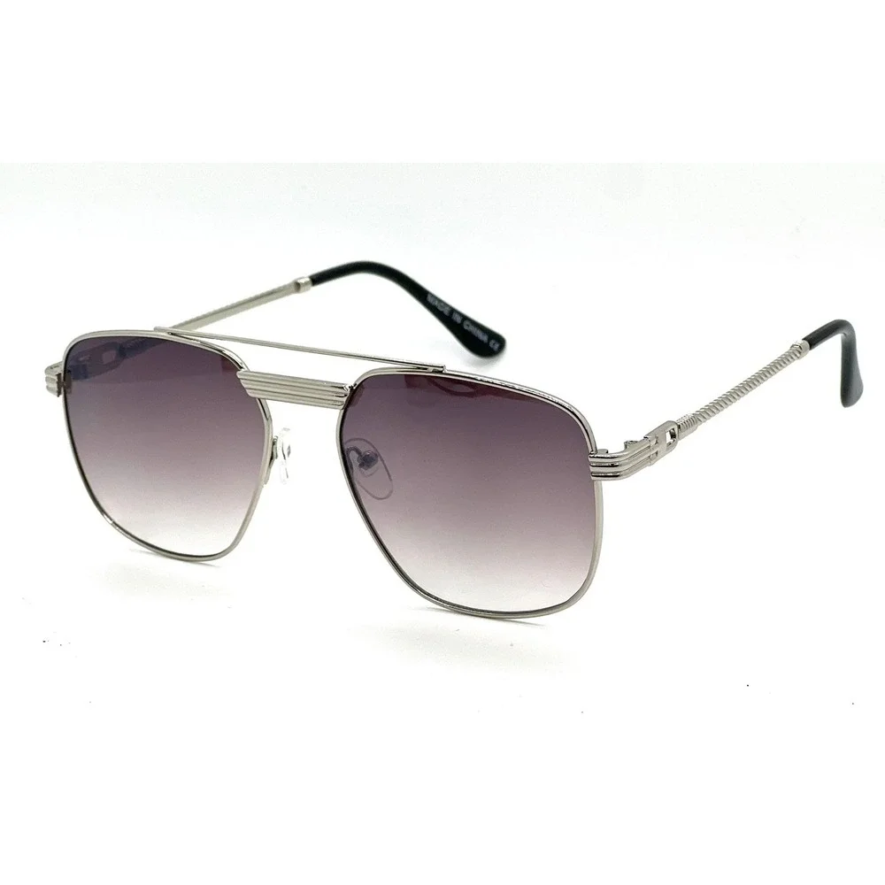 Men Sunglasses Fashion Silver Frame‎ Black Lens Sun UV Protection Driving Lentes